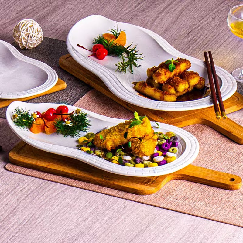Gourd-Shaped Barbecue Flat Plate Ceramic Tableware