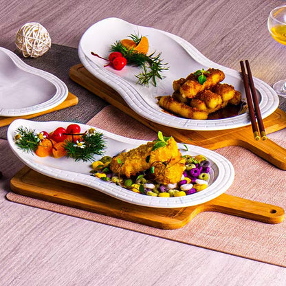 Gourd-Shaped Barbecue Flat Plate Ceramic Tableware