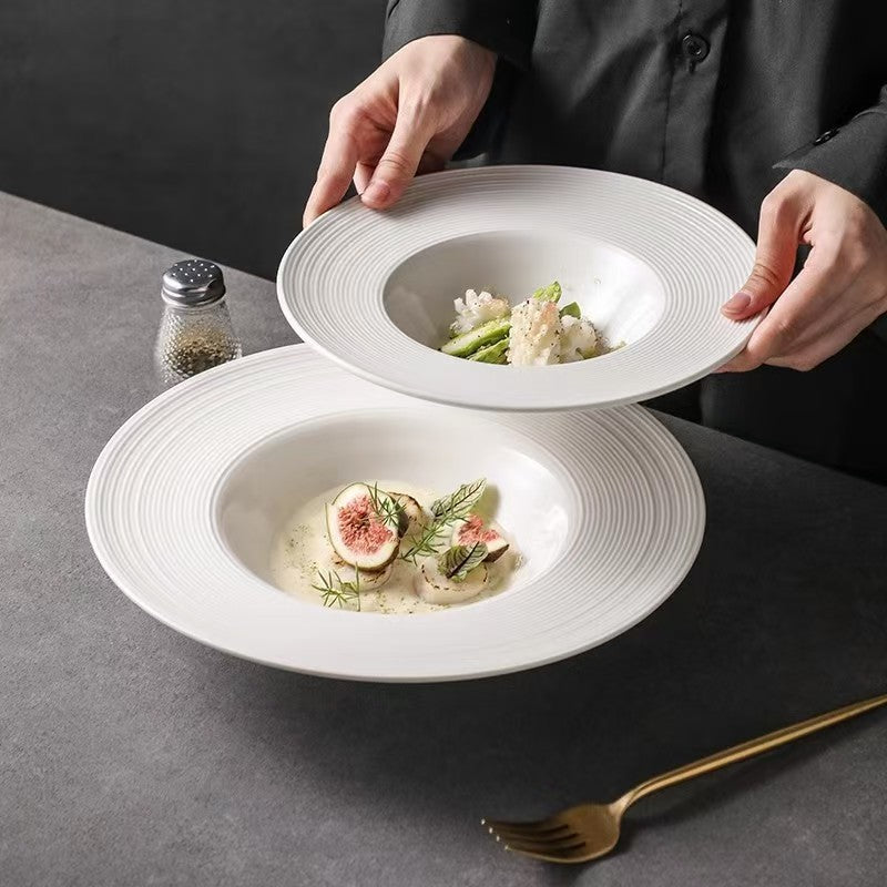 Brushed Rainbow Line UFO Plate Western Dinner Plate