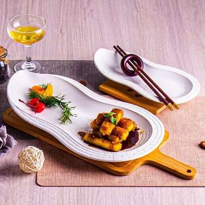 Gourd-Shaped Barbecue Flat Plate Ceramic Tableware
