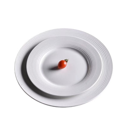 Threaded Ceramic Pure White Tableware Salad Bowl Setting