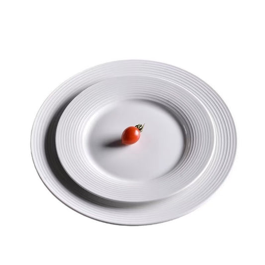 Threaded Ceramic Pure White Tableware Salad Bowl Setting