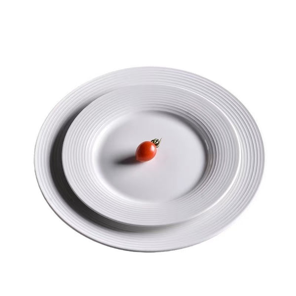 Threaded Ceramic Pure White Tableware Salad Bowl Setting