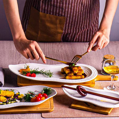 Gourd-Shaped Barbecue Flat Plate Ceramic Tableware