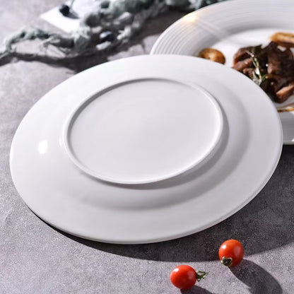 Threaded Ceramic Pure White Tableware Salad Bowl Setting