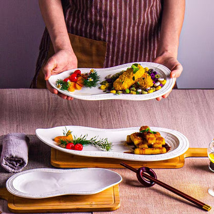 Gourd-Shaped Barbecue Flat Plate Ceramic Tableware