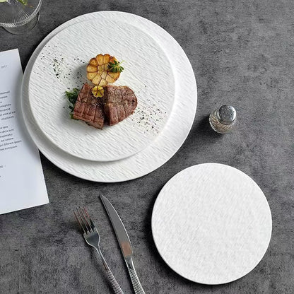 Stone-Patterned Ceramic Flat Plate Steak Plate